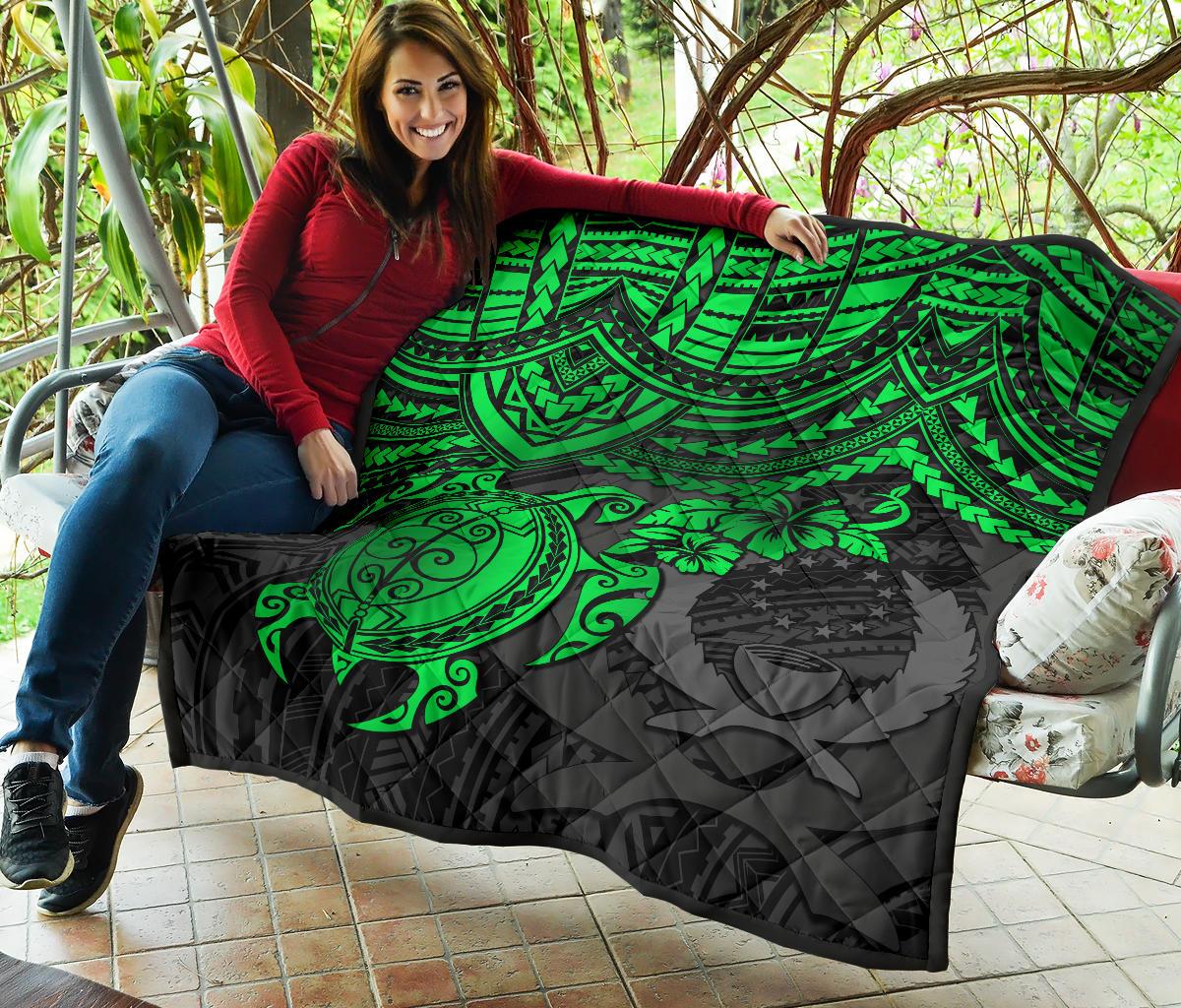 Pohnpei Polynesian Premium Quilt - Polynesian Green Turtle - Polynesian Pride
