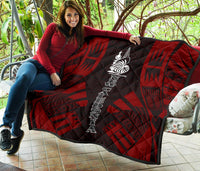 New Caledonia Premium Quilt - New Caledonia Coat Of Arms Polynesian Red Tattoo - Polynesian Pride