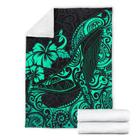 Polynesian Hawaii Premium Blanket - Polynesian Turquoise Humpback Whale - Polynesian Pride