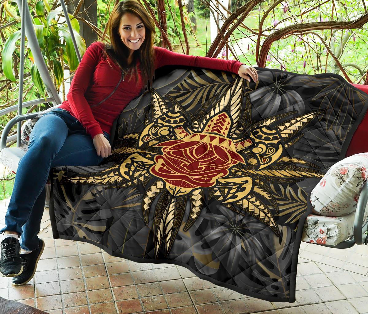 Hawaii Turtle Polynesian Tropical Gold Premium Quilt - Alone Style - AH - Polynesian Pride
