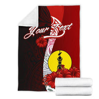 New Caledonia Polynesian Custom Personalised Premium Blanket - Coat Of Arm With Hibiscus - Polynesian Pride