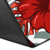 Nauru Polynesian Custom Personalised Area Rug - Coat Of Arm With Hibiscus - Polynesian Pride