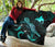 Papua New Guinea Polynesian Premium Quilt - Turtle With Blooming Hibiscus Turquoise - Polynesian Pride