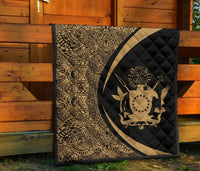 Cook Islands Coat Of Arms Polynesian Premium Quilt - Circle Style - 02 - Polynesian Pride