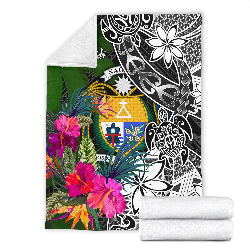 Nauru Premium Blanket - Turtle Plumeria Banana Leaf Crest - Polynesian Pride