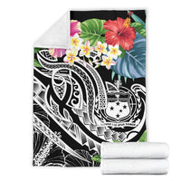 Polynesian Samoa Premium Blanket - Summer Plumeria (Black) - Polynesian Pride