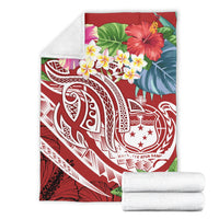 Polynesian Samoa Premium Blanket - Summer Plumeria (Red) - Polynesian Pride