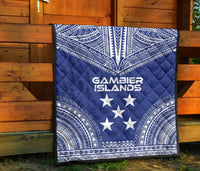 Gambier Islands Premium Quilt - Gambier Islands Flag Polynesian Chief lueag Version - Polynesian Pride