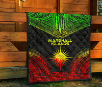 Marshall Islands Premium Quilt - Marshall Islands Flag Polynesian Chief Reggae Version - Polynesian Pride