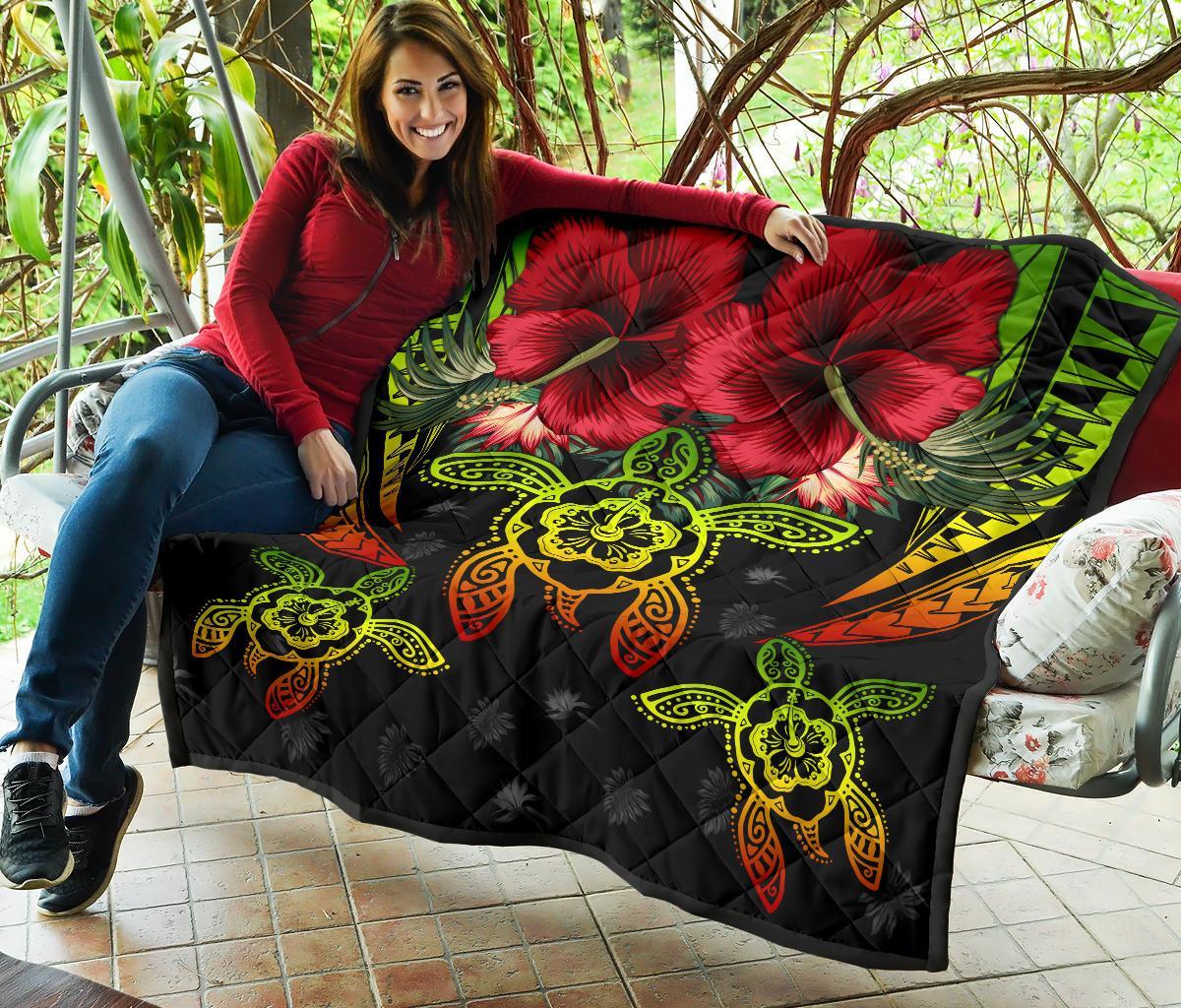 Hawaii Turtle Tropical Polynesian Premium Quilt - Iris Style - AH - Polynesian Pride