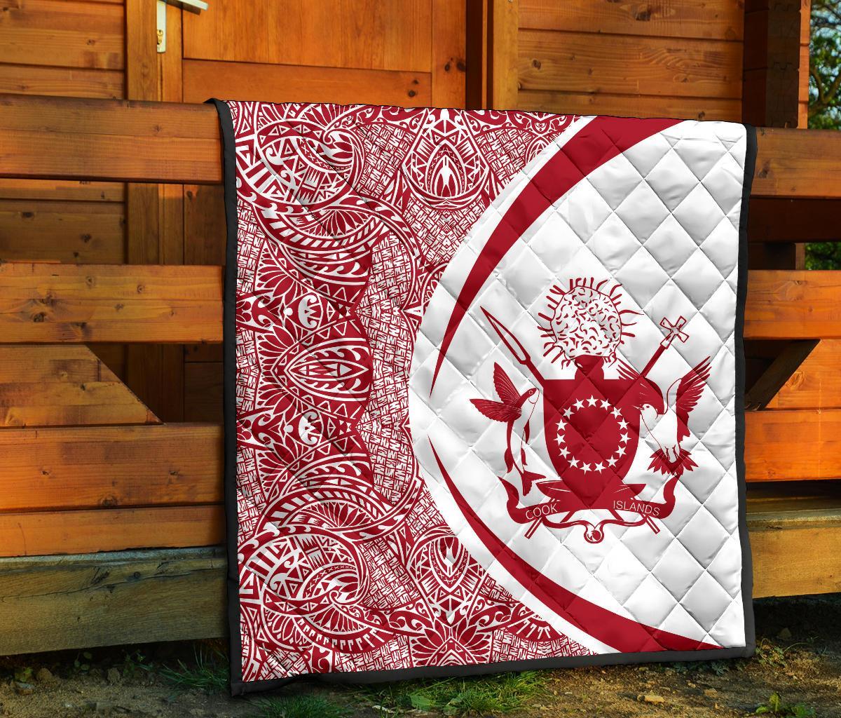 Cook Islands Coat Of Arms Polynesian Premium Quilt - Circle Style - 07 - Polynesian Pride