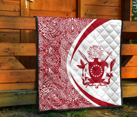 Cook Islands Coat Of Arms Polynesian Premium Quilt - Circle Style - 07 - Polynesian Pride