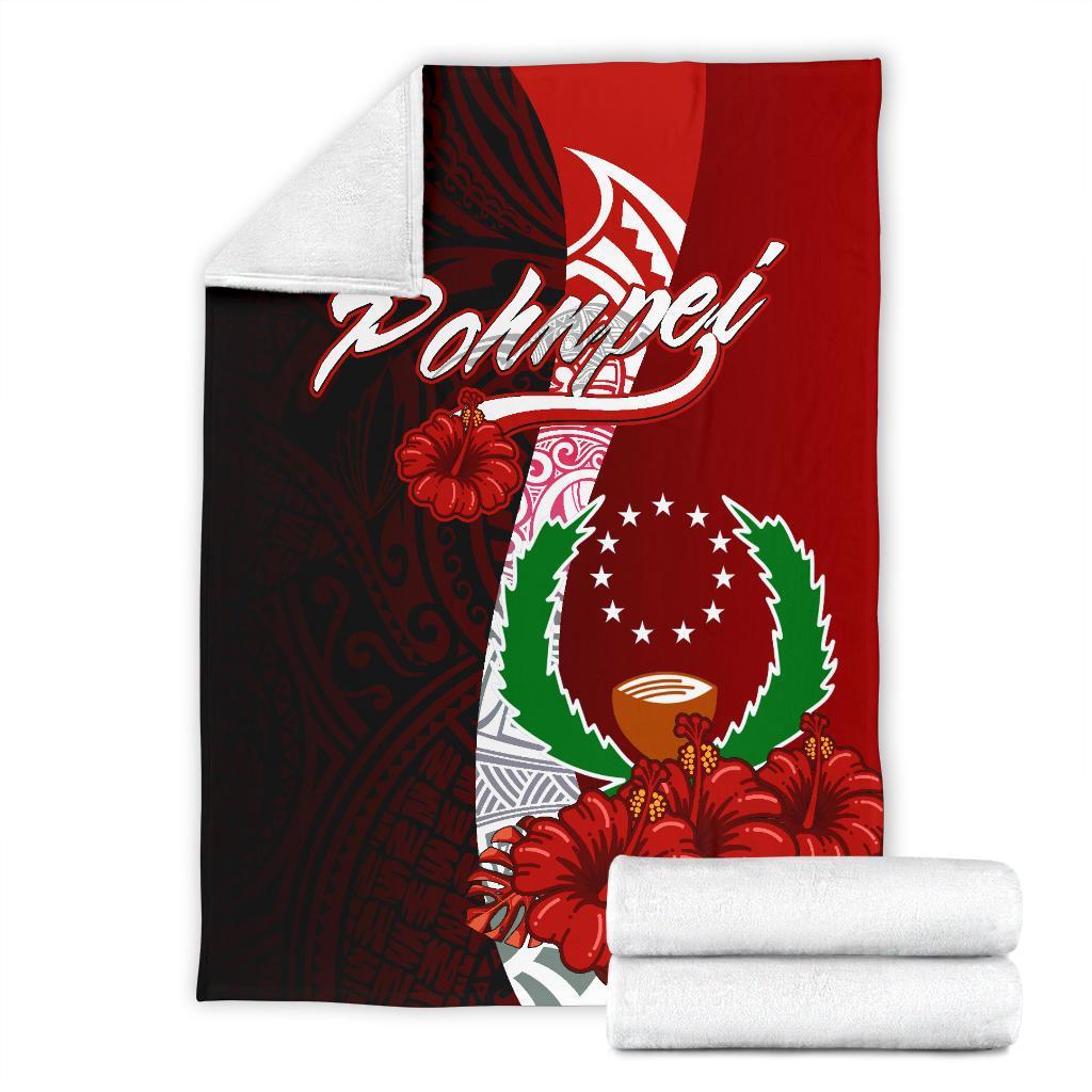 Pohnpei Micronesia Premium Blanket - Coat Of Arm With Hibiscus - Polynesian Pride