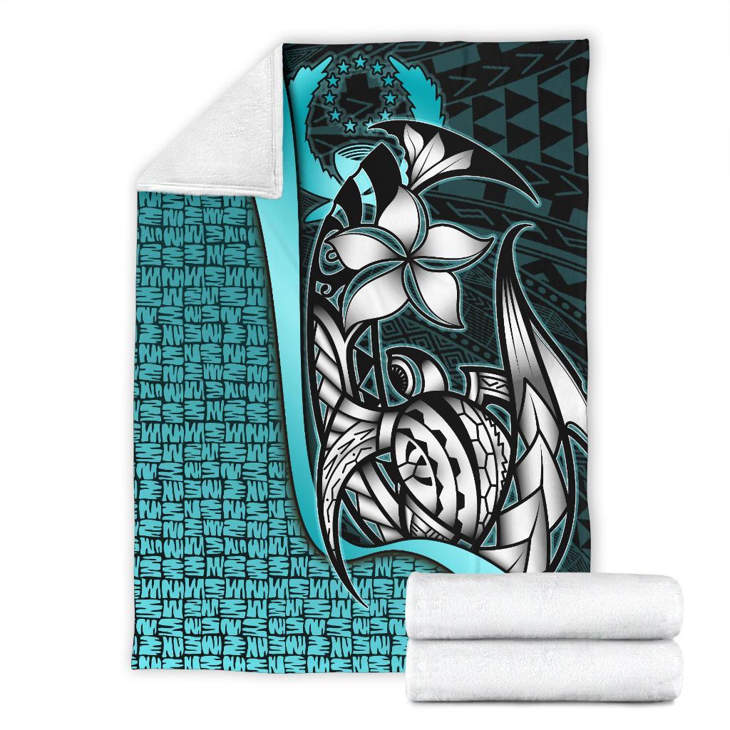 Pohnpei Micronesia Premium Blanket Turquoise - Turtle With Hook - Polynesian Pride