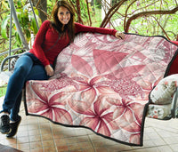 Hawaii Turtle Kanaka Plumeria Polynesian Pink Premium Quilt - Polynesian Pride