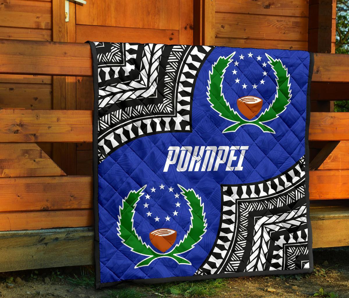 Pohnpei Premium Quilt - Pohnpei Flag Micronesian Pattern - Polynesian Pride
