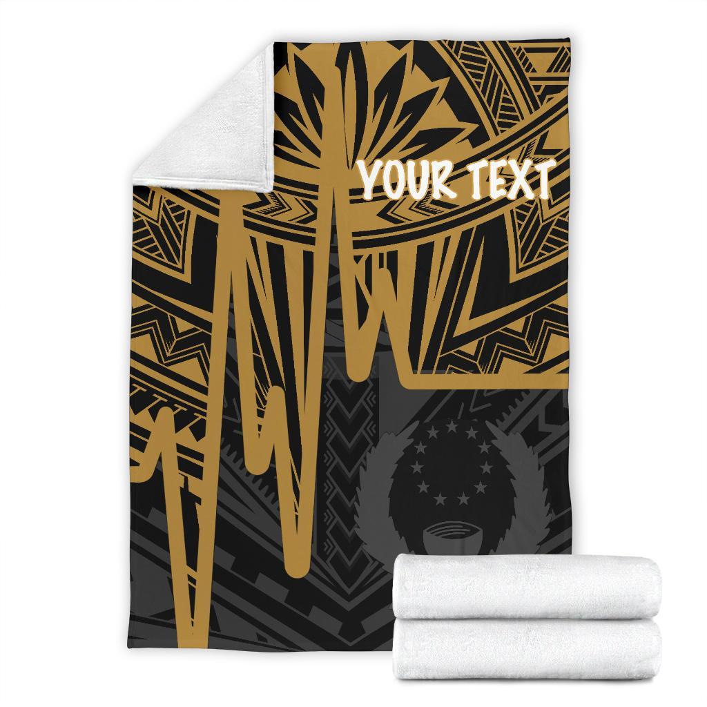 Pohnpei Personalised Premium Blanket - Pohnpei Seal In Heartbeat Patterns Style (Gold) - Polynesian Pride