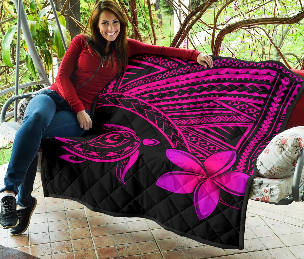Hawaii Quilt - Hawaii Turtle Plumeria Quilt Pink - Polynesian Pride