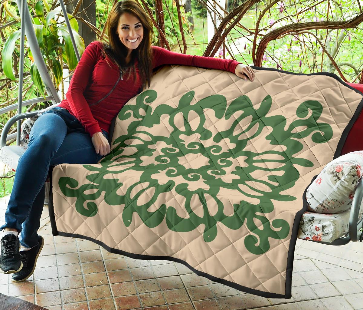 Hawaiian Quilt Turtle Pattern New Gold Premium Quilt - Skin Style - AH - Polynesian Pride