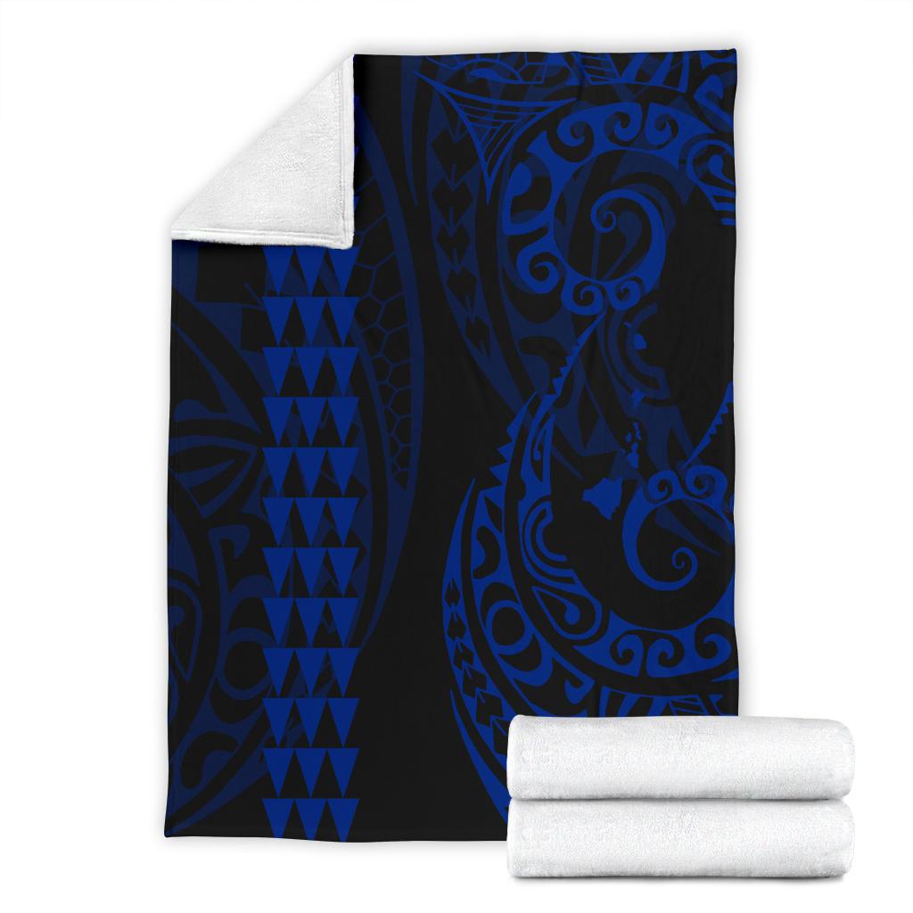 Hawaii Kakau Blue Polynesian Premium Blanket - Polynesian Pride