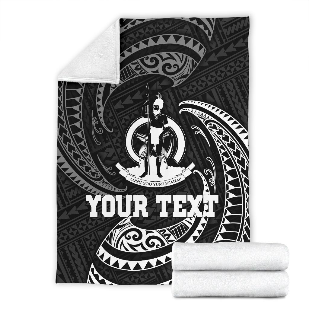 Vanuatu Polynesian Custom Personalised Premium Blanket - White Tribal Wave - Polynesian Pride
