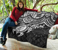 Cook Islands Polynesian Premium Quilt - White Turtle - Polynesian Pride
