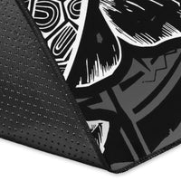 Nauru Area Rugs Turtle Hibiscus Black - Polynesian Pride