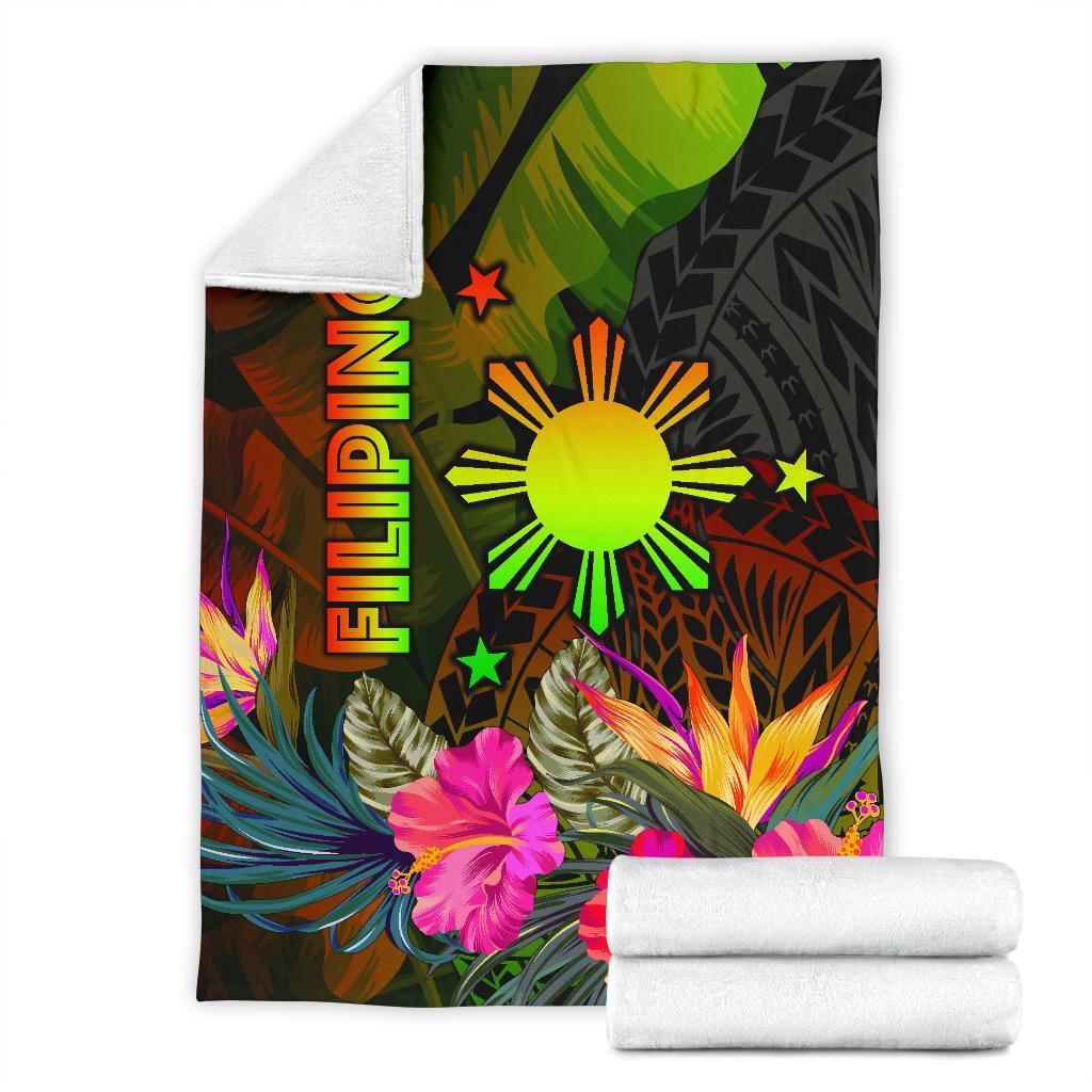 The Philippines Polynesian Premium Blanket - Hibiscus and Banana Leaves - Polynesian Pride