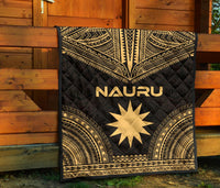 Nauru Premium Quilt - Nauru Flag Polynesian Chief Gold Version - Polynesian Pride