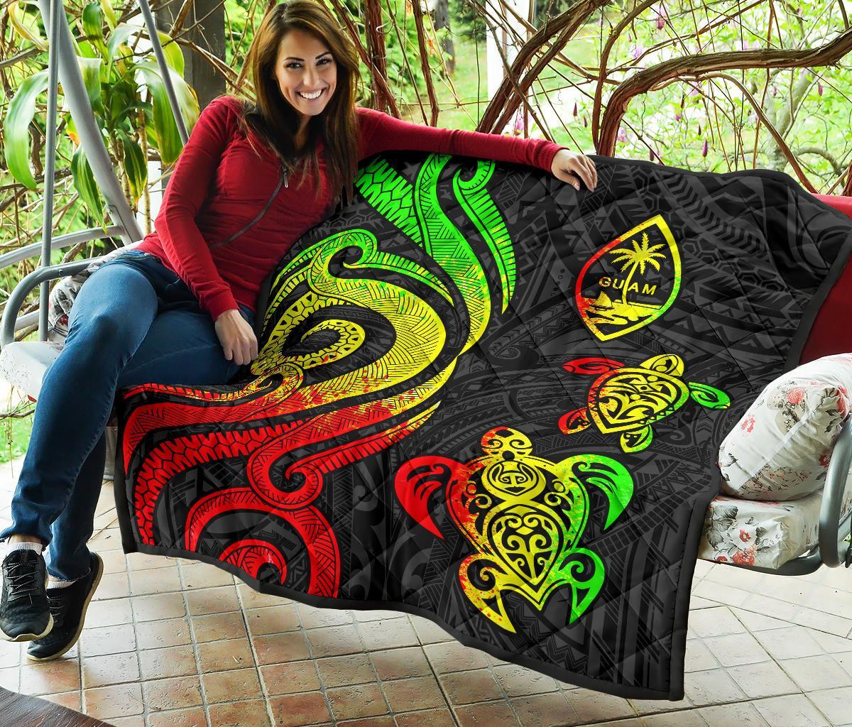 Guam Polynesian Premium Quilt - Reggae Tentacle Turtle - Polynesian Pride