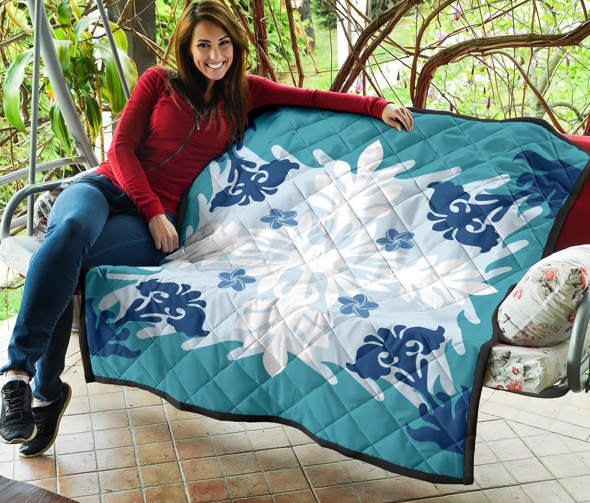 Hawaiian Leaves Tropical Pattern Premium Quilt - Pastel - Argu Style - AH - Polynesian Pride