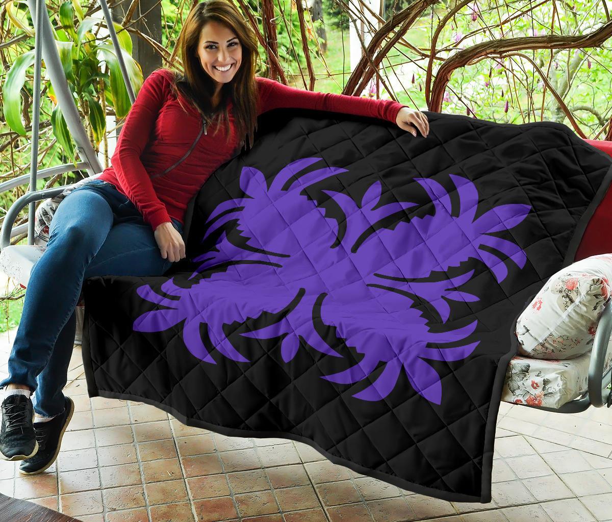 Hawaiian Premium Quilt Royal Pattern - Black And Purple - A2 Style - Polynesian Pride