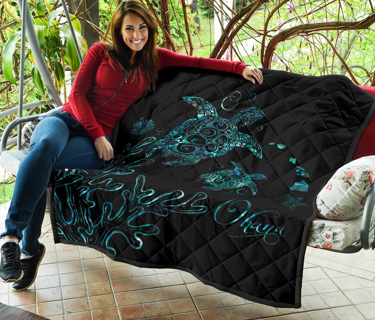 Hawaii Turtle Ohana Paua Shell Premium Quilt - Polynesian Pride