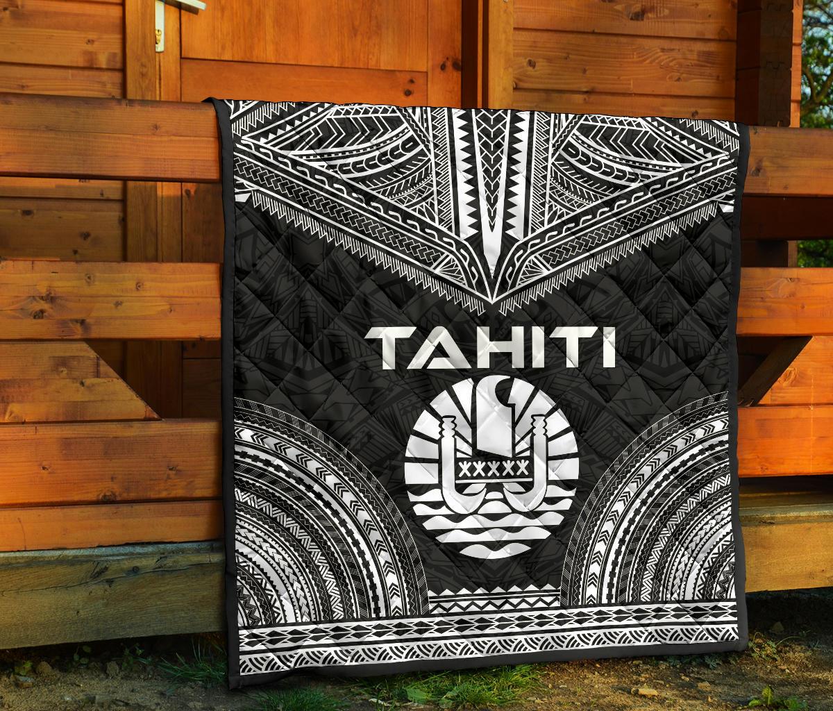 Tahiti Premium Quilt - Tahiti Flag Polynesian Chief Black Version - Polynesian Pride