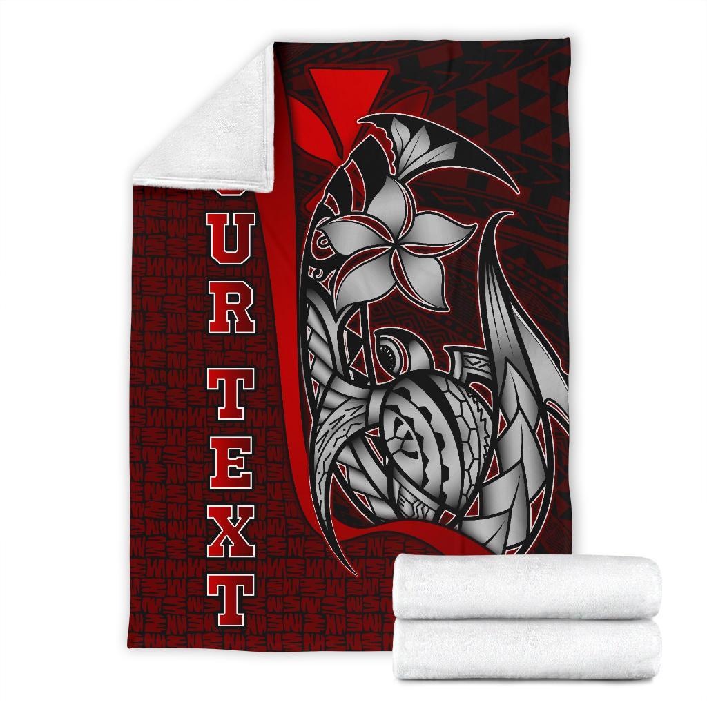 Polynesian Hawaii Custom Personalised Premium Blanket Red - Turtle with Hook - Polynesian Pride