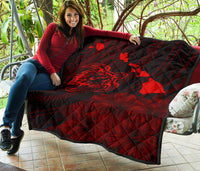 Hawaii Sea Turtle Is Swimming Toward Premium Quilt Red - Polynesian Pride