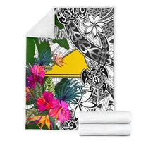 Tokelau Premium Blanket White - Turtle Plumeria Banana Leaf - Polynesian Pride