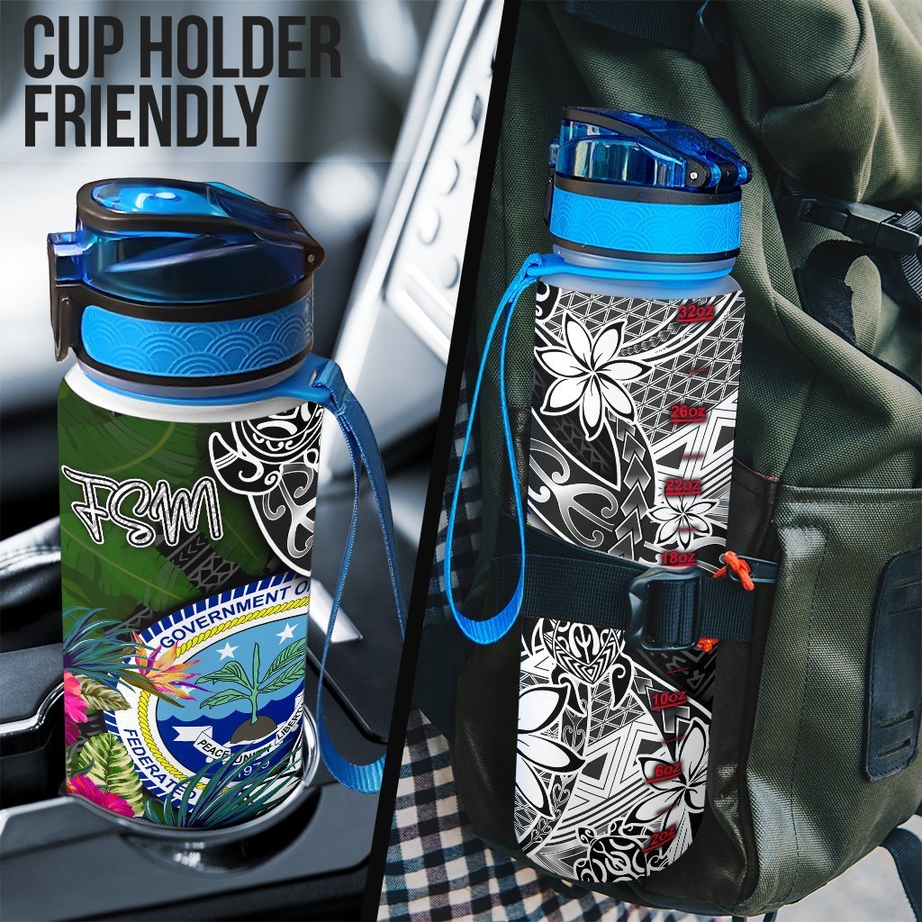 Federated States of Micronesia Hydro Tracking Bottle - Turtle Plumeria Banana Leaf - Polynesian Pride