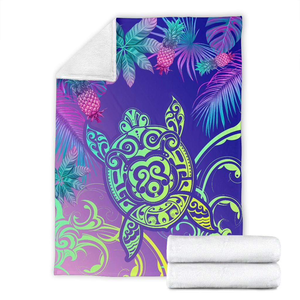 Hawaii Turtle Tropical Kanaka Maoli Premium Blanket - Yez Style - Polynesian Pride