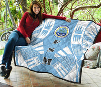 Federated States Of Micronesia Premium Quilt - Federated States Of Micronesia Seal Polynesian White Tattoo (Blue) - Polynesian Pride
