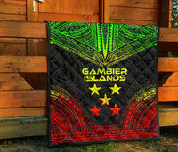Gambier Islands Premium Quilt - Gambier Islands Flag Polynesian Chief Reggae Version - Polynesian Pride