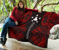 Austral Islands Premium Quilt - Austral Islands Flag Polynesian Red Tattoo (Dark Red) - Polynesian Pride