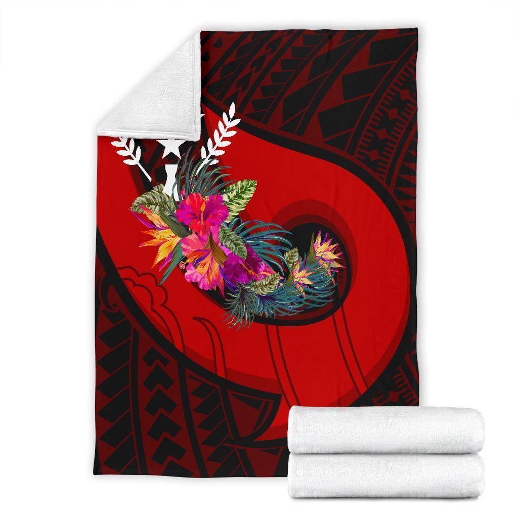 Kosrae Premium Blanket - Polynesian Hook And Hibiscus (Red) - Polynesian Pride