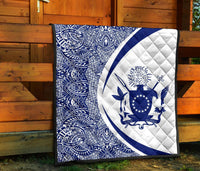 Cook Islands Coat Of Arms Polynesian Premium Quilt - Circle Style - 05 - Polynesian Pride