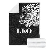 Sun In Leo Zodiac Premium Blanket Polynesian Tattoo Simple - White - Polynesian Pride