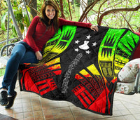 Austral Islands Premium Quilt - Austral Islands Flag Polynesian Reggae Tattoo (Black) - Polynesian Pride