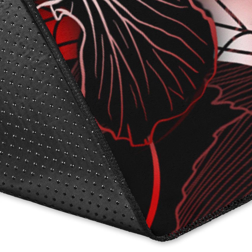 Guam Polynesian Area Rugs - Turtle With Blooming Hibiscus Red - Polynesian Pride