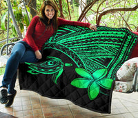 Hawaii Quilt - Hawaii Turtle Plumeria Quilt Green - Polynesian Pride