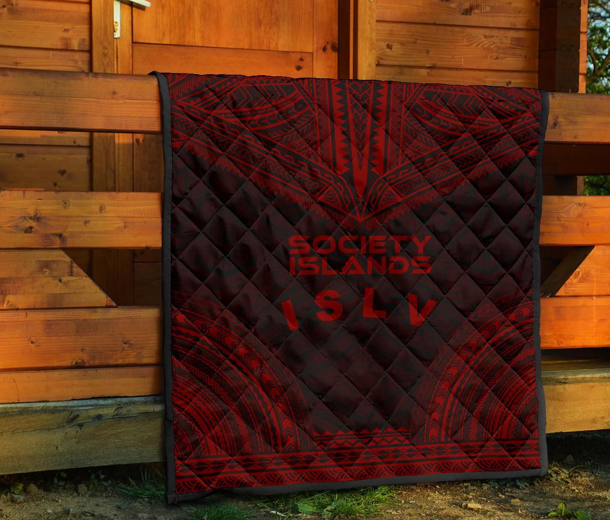 Society Islands Premium Quilt - Society Islands Flag Polynesian Chief Red Version - Polynesian Pride