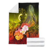 Vanuatu Custom Personalised Premium Blanket - Humpback Whale with Tropical Flowers (Yellow) - Polynesian Pride